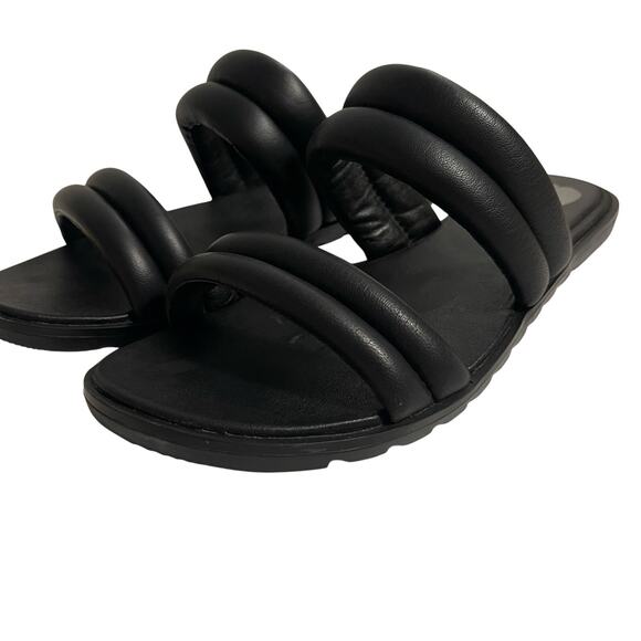 SOREL Ella II Puff Slide Sandal Black Leather US 9 Summer Strappy - Picture 5 of 9